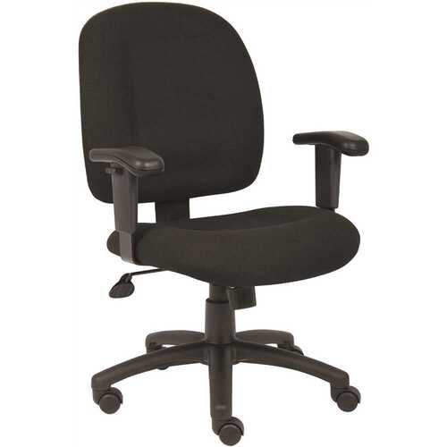 Black Fabric Task Chair with Adjustable Arms