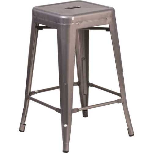 24.25 in. Clear Coated Metal Bar Stool