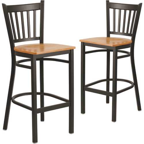 28.75 in. Natural Wood Seat/Black Metal Frame Bar Stool