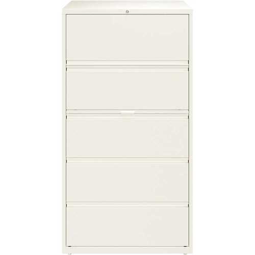 HL10000 White 36 in. Wide 5-Drawer Lateral File Cabinet with Posting Shelf and Roll-Out Binder Storage