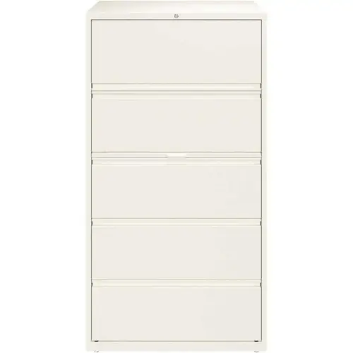 Hirsh Industries 23703 HL10000 White 36 in. Wide 5-Drawer Lateral File Cabinet with Posting Shelf and Roll-Out Binder Storage