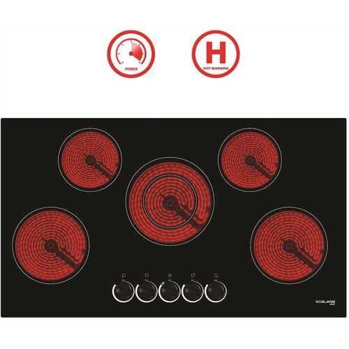 36 in. Built-In Radiant Electric Ceramic Glass Cooktop with 5 Elements and Mechanical Knob