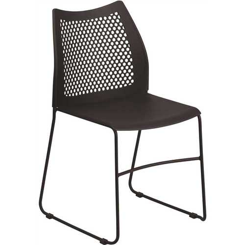 Plastic Stackable Chair with Air-Vent Back in Black