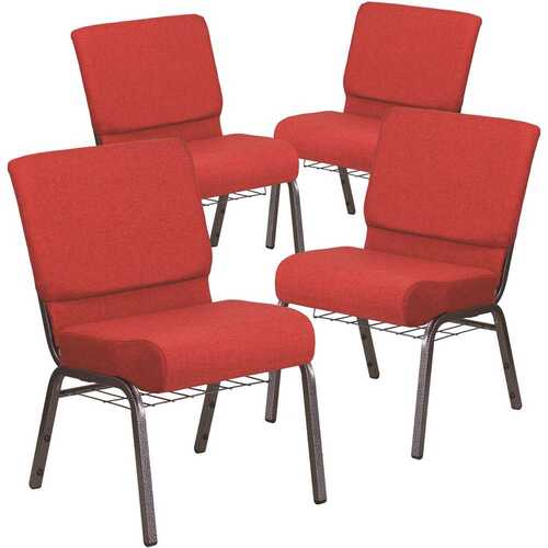 21 in. Crimson Fabric/Silver Vein Frame Church Chair