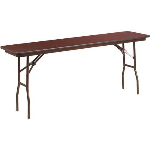 72 in. Mahogany Wood Table top Material Folding Banquet Tables Brown