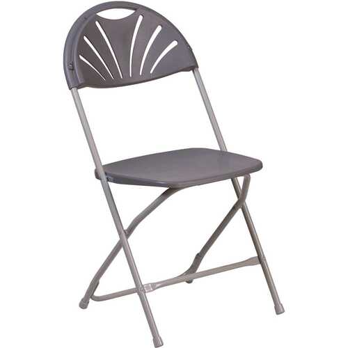 Charcoal Plastic Seat with Metal Frame Folding Chair Gray