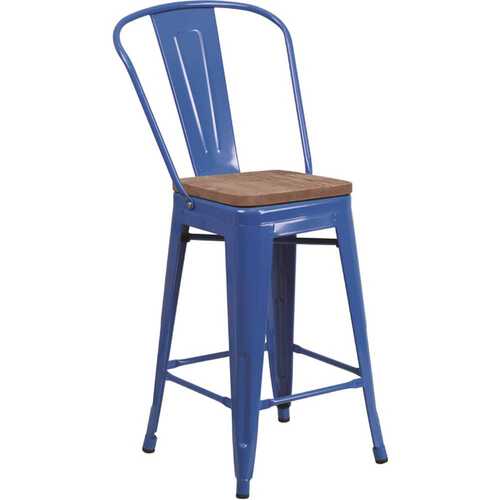 24.25 in. Blue Bar Stool