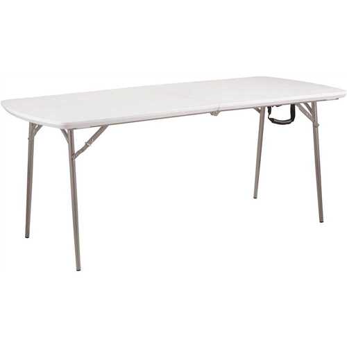 72 in. Grey Plastic Fold-in-Half Folding Banquet Table Gray