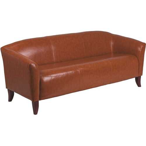 Flash Furniture 1113CG 72.8 in. Cognac Faux Leather 4-Seater Bridgewater Sofa with Square Arms