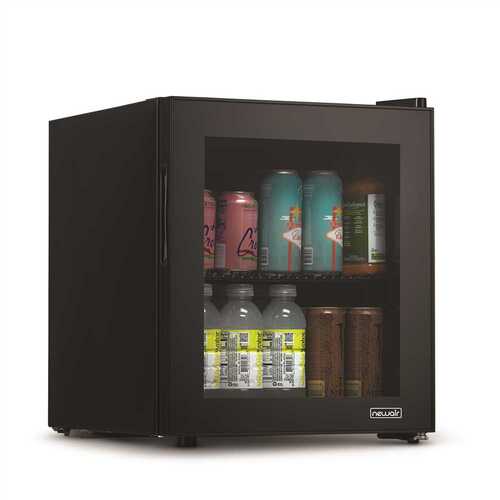 NewAir AB-600B 17 in. 60-Can Beverage Refrigerator with Glass Door in Black, Freestanding or Countertop Mini Fridge