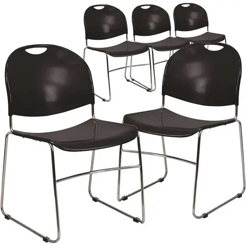 Black Plastic/Chrome Frame Plastic Stack Chairs