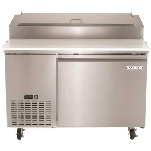 Norpole NP1R-PT 13.8 cu. ft. Single Door Commercial Pizza Prep Freezerless Refrigerator in Stainless Steel