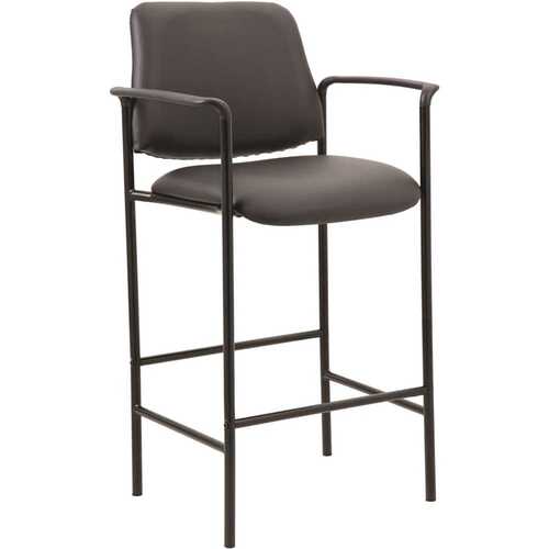 BOSS Office Products B169503-CS Black Vinyl Fixed Counter Height Chair with Arms