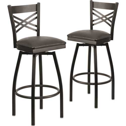 Carnegy Avenue CGA-XU-15987-BL-HD 32 in. Black Vinyl Seat/Black Metal Frame Bar Stool