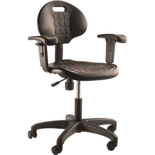 National Public Seating 6716HB-A 16 in. - 21 in. H Polyurethane Black Task Chair with Arms