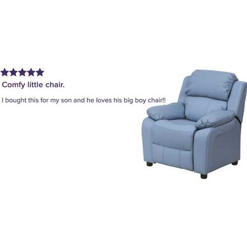 Flash Furniture BT7985KIDLTBLUE Deluxe Padded Contemporary Light Blue Vinyl Kids Recliner with Storage Arms