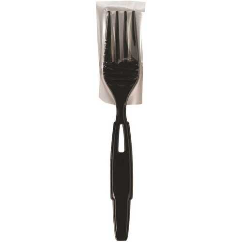 Dixie Ultra SSWPF5 SmartStock Series-W Heavy-Weight Black, Disposable Polypropylene Wrapped Plastic Forks & Sporks, Black