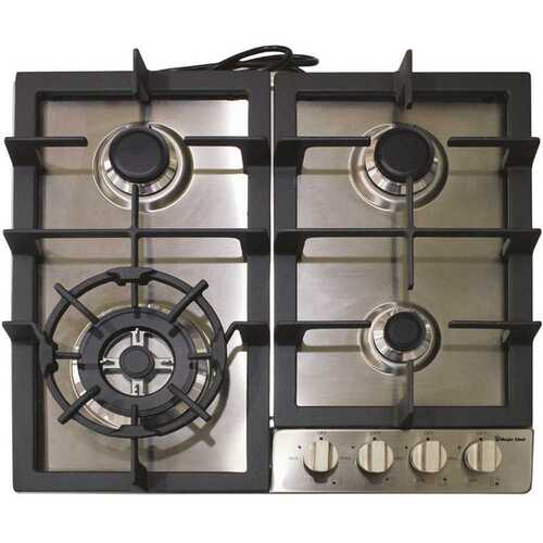Magic Chef MCSCTG24S 24 in. Gas Cooktop in Stainless Steel with 4 Burners