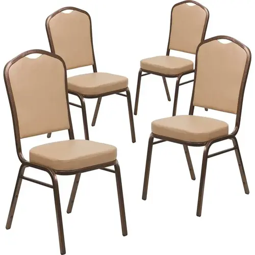 Tan Vinyl/Copper Vein Frame Banquet Stack Chair