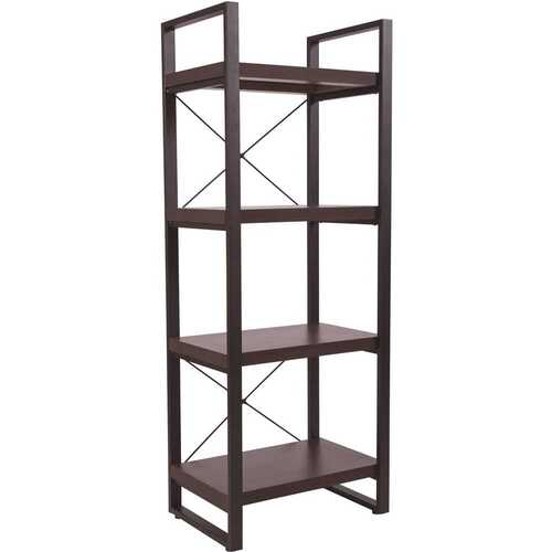 62 in. Charcoal/Black Metal 4-shelf Standard Bookcase with Open Back