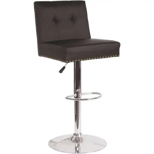 46.5 in. Black Leather Bar Stool