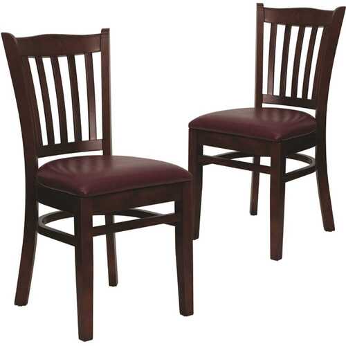 Carnegy Avenue CGA-XU-2836-BU-HD Burgundy Vinyl Seat/Mahogany Wood Frame Restaurant Chairs