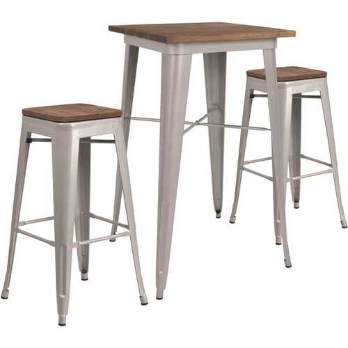 Carnegy Avenue CGA-CH-243613-SI-HD Silver/Mahogany Table and Chair Set