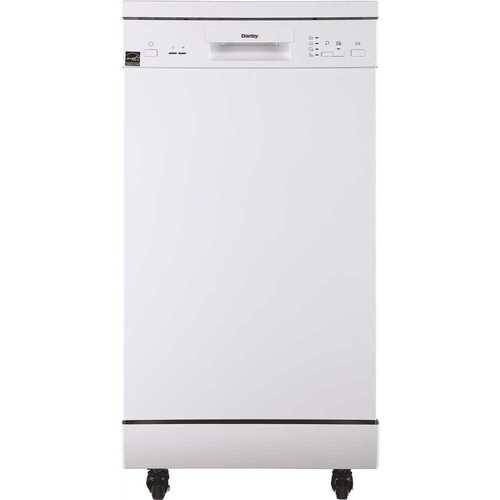 Danby Products DDW1805EWP 18 in. White Electronic Portable Dishwasher with 4-Cycles with 8-Place Settings Capacity
