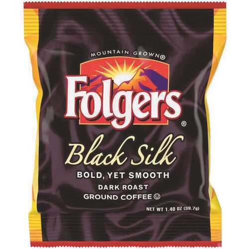 FOLGERS FOL00019 1.4 oz. Black Silk Ground Coffee Fraction Pack Dark/Bold/Smooth Ground Caffeinated