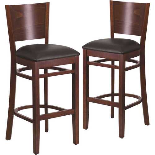 31.5 in. Black Vinyl Seat/Walnut Wood Frame Bar Stool