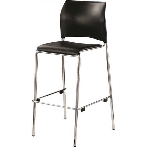 Cafetorium Bar Stool, Plush Vinyl Seat, Black