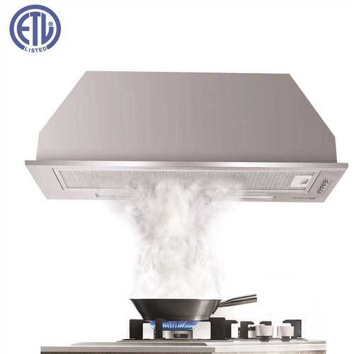 30 in. Insert Range Hood in Stainless Steel with Aluminum Filters LED Lights Push Button Control, 450CFM