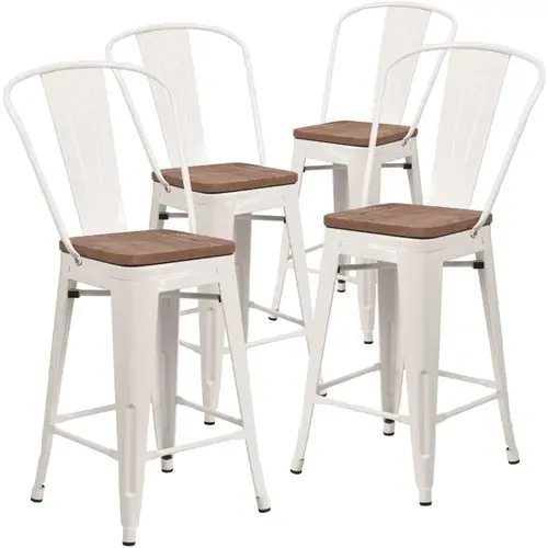 39.25 in. White Bar Stool