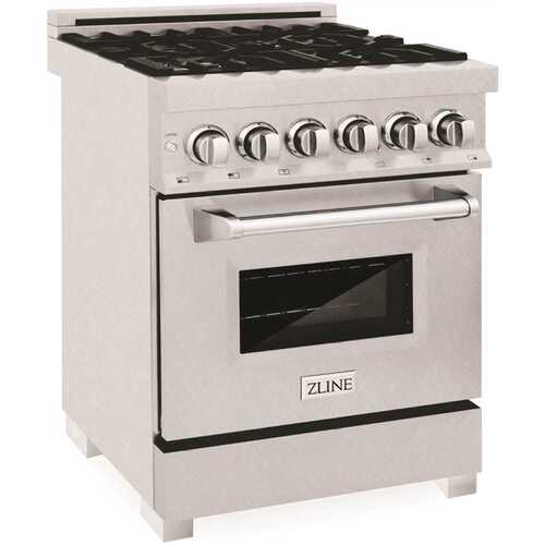 ZLINE Kitchen and Bath RAS-SN-24 24 in. 4 Burner Dual Fuel Range in Fingerprint Resistant Stainless Steel