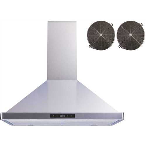 Winflo WR003B30F 30 in. 475 CFM Convertible Wall Mount Range Hood in Stainless Steel with Mesh and Charcoal Filters, Touch Sensor Control