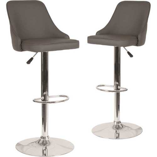 44.25 in. Gray Leather Bar Stool Color/Finish Family