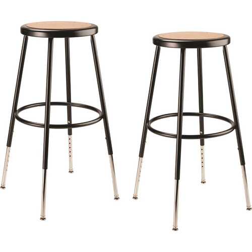 National Public Seating 6224H-10/2 25 in. to 33 in. H Black Adjustable Heavy-Duty Steel Stool