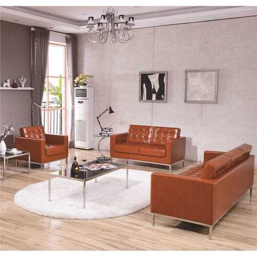 Cognac Colored Living Room Set Brown