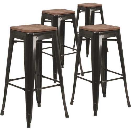 30 in. Black Bar Stool