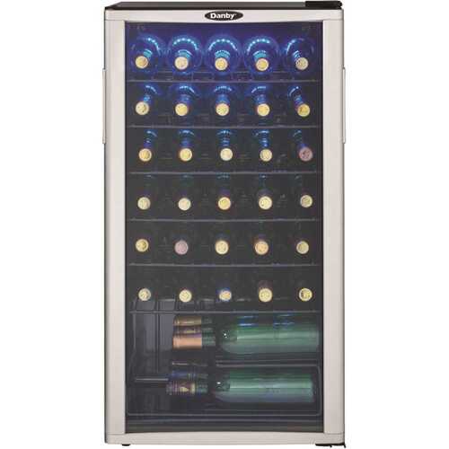 Danby Products DWC350BLP Single Zone 36-Bottle Freestanding Wine Cooler in Platinum/Black