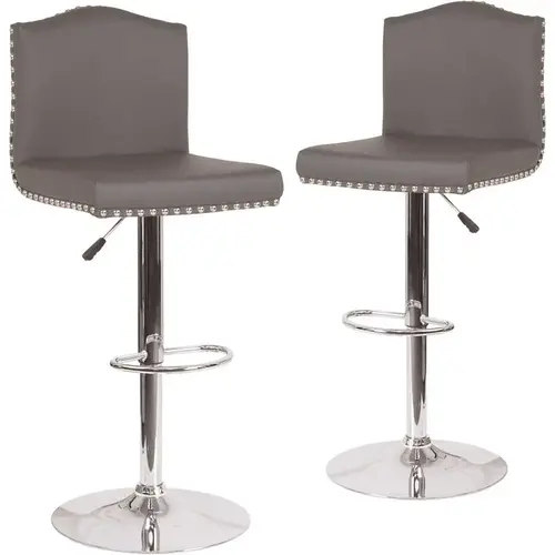 32.5 in. Gray Leather Bar stool Color/Finish Family