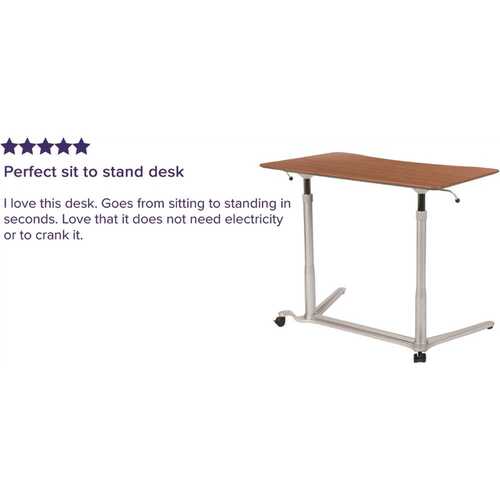 37.4 in. Rectangular Cherry/Silver Standing Desks with Adjustable Height