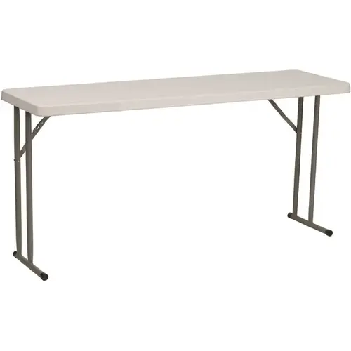 60 in. Granite White Plastic Tabletop Metal Frame Folding Table