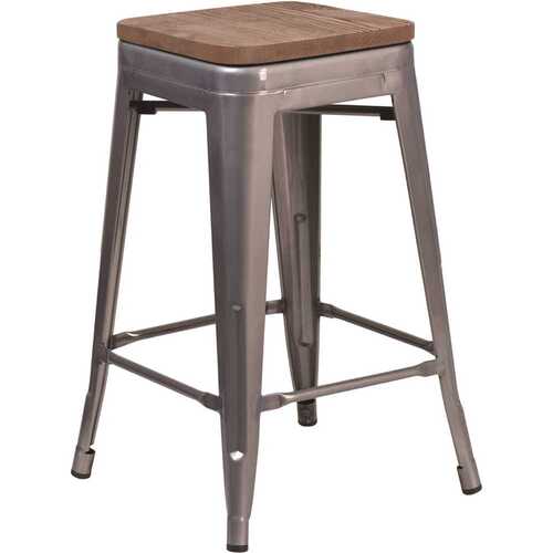 24.25 in. Clear Coated Bar Stool