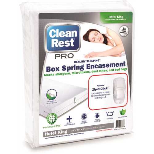 PRO Box Spring Encasement, Hotel King, 36 x 80 Block Allergens and Bed Bugs, Zip-N-Click