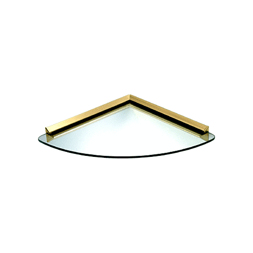 12" x 12" KV Clear Glass Corner Shelf Kit with Brass Bracket