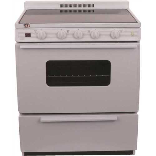 30 in. 3.91 cu. ft. 4-Burner Smooth Top Electric Range in. White, Power Cord Sold Separately, No Computer Parts Required