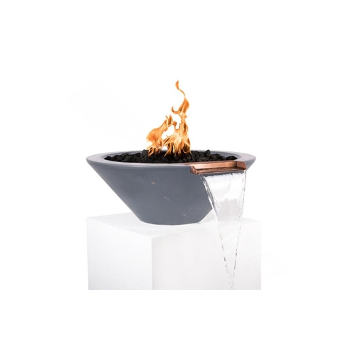 24" Cazo Fire & Water Bowl Gfrc Concrete Match Lit Ng Gray