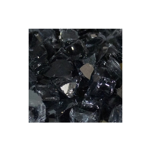 1/2 - 3/4 Ebony Black Broken Reflective Fire Glass 10 Lbs