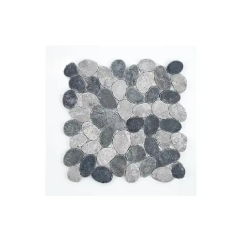 6" X 11 3/4" River Rocks Cobble Pebble Waterline Tile Mixed Grey Gray